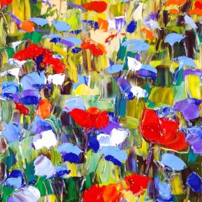 Abstract flower field: 30x40 cm, oil, 2017, Anna Afzelius-Alm - SOLD