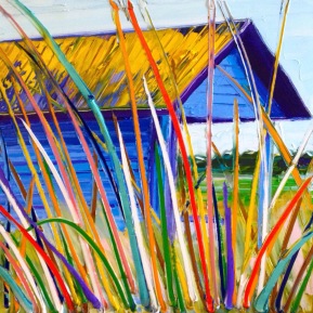 Beach hut: 50x50 cm, oiloncanvas - SOLD