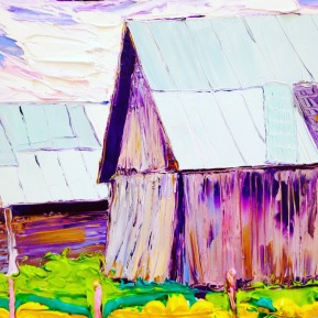 Twin barns: 40x30 cm, oil on canvas - Price upon request