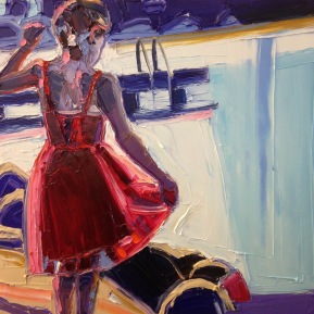 Red dress: 40x40 cm, oil on canvas - SOLD