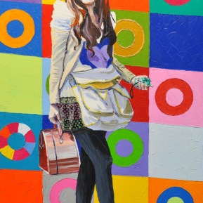 Shanghai girl: 80x120cm, mixed media, oil and glitter on canvas