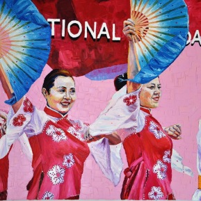 Shanghai dancers: 120x100cm, oil and stones on canvas, sold