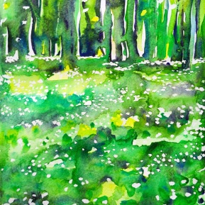Kinnekulle ramson 1: watercolor on paper, 25,4x17,8 cm - SOLD