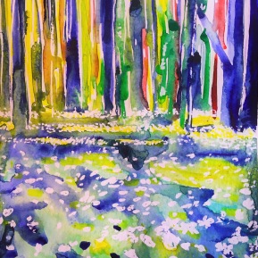 Vitsippor i skogen: 25,4x17,8 cm, Watercolor on paper - price upon request