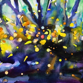 Glow (fire flies) 25,4x17,8 cm, Watercolor on paper -price upon request