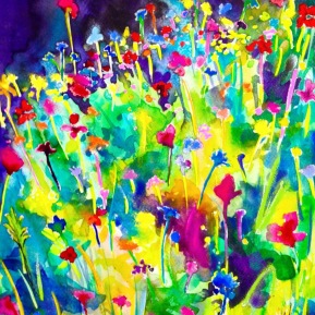 Night meadow: A3, mixed media on paper - SOLD