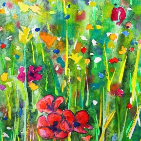 Abstract flowers 2: watercolor on paper, 26x16 cm - SOLD