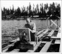 Karl-Gösta Bartoll on Lake Kölmjärv 1946. Photograph used with kind permission of the Swedish Archives for UFO Research.