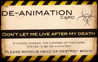Front of De-animation Card.