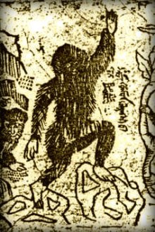 Illlustration of Yeti from the Anatomical Dictionary (for Recognizing Various Diseases), Peking edition, by Lovsan-Yondon and Tsend-Otcher, eighteenth century. Tibet.