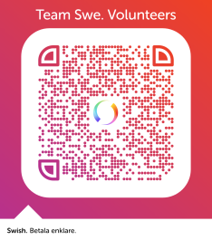 Swisha ditt bidrag till Team Sweden Volunteers genom att scanna QR-koden ovan eller skriva in nummer: 1233559408