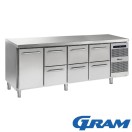 Kylbänk GRAM gastro 1/1, 1 dörr, 3 lådsektioner