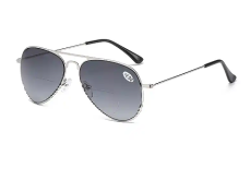 Solläsglas pilot silver med läsruta