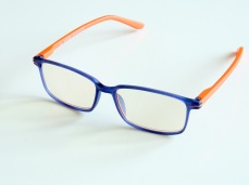Skärmglas Göta blå/orange med styrka +1,0