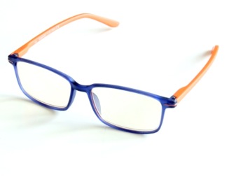 Skärmglas Göta blå/orange med styrka +1,0