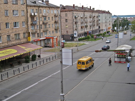 Utsikt från hotellet i Petrozavodsk.