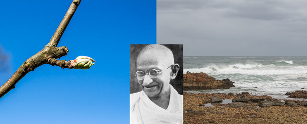 Respekt för livet, naturen, havet och personer som betytt något extra.  Bilden på Gandhi är från Wikipedia.