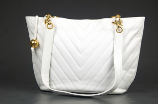 CHANEL Caviar White Tote Chevron - CHANEL Caviar White Tote Chevron