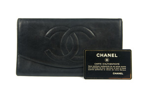 CHANEL Wallet Purse Lambskin Black