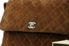 CHANEL Brown Quilted Suede