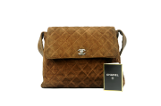 CHANEL Brown Quilted Suede
