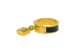 HERMÈS SCARF RING KELLY GOLD LIZARD