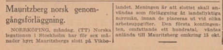 Notis Svenska Dagbladet den 12 oktober 1943.