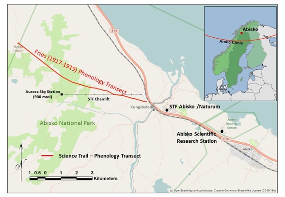 Map of the Fries Phenology Transect along Nuolja.
