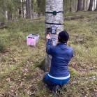 Installing a camera and audio recorder as part of the Lifeplan plot at Grimsö. Photo: Gunnar Jansson.