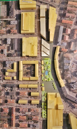Torget och stadskärnan sedda ovanifrån Torget och stadskärnan sedda ovanifrån