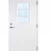 Bastustuga 7 kvm Färdigmonterad - Byte av dörr till vitmålad ytterdörr
