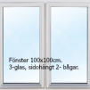 Attefallshus KEO 25 kvm med loft (Nyhet 2022) - Extra fönster vitmålat 100x100cm 2-lufts