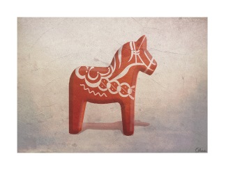 Poster dalahäst i rött - A4  21 x 29,7cm