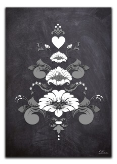Kurbits i svart-grå-vita nyanser - A4 21 x 29,7 cm