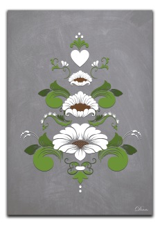 Kurbits i gröna och vita nyanser - A4 21 x 29,7 cm