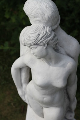 statu vit marmorkonst, trädgårdsstaty, trädgårsprydnader