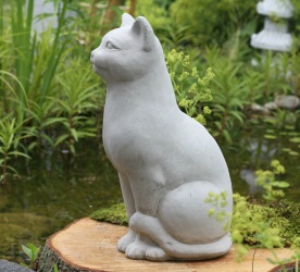 Trädgårdskonst, kattfigur, Sittande Katt, fin katt figur,