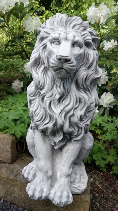 trädgårdskonst lejon, trädgårdsfigur vit