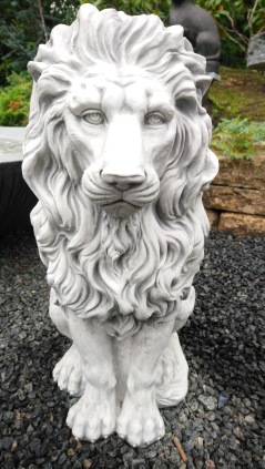 trädgårdskonst lejon vit marmorstaty