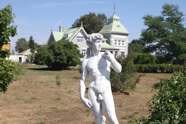 trädgårdsstaty adam , vit marmorkonst