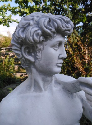trädgårdskonst staty david, vit marmorkonst