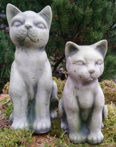 trädgårdsfigurer katter, betongkatt