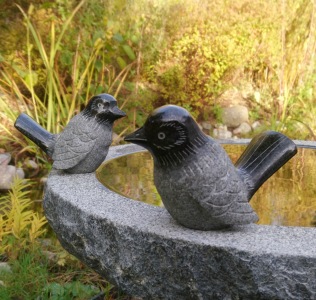 Granit fågel svart, trädgårdskonst