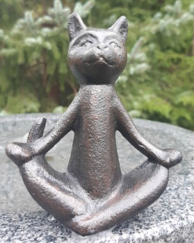 Trädgårdskonst yoga katt