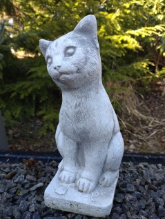 trädgårdskonst katt, vit betong katt