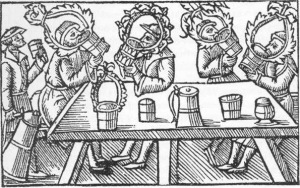Drinking party among northern people according to Historia de gentibus septentrionalibus by Olaus Magnus (1555). Drinking party among northern people according to Historia de gentibus septentrionalibus by Olaus Magnus (1555).