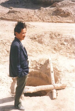 A villager in Subashi, who had spent 20 years digging a well without finding water. A villager in Subashi, who had spent 20 years digging a well without finding water.