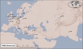 Cognates for Eurasian terms for YOKE in modern (top) and historical (bottom) languages. Cognates for Eurasian terms for YOKE in modern (top) and historical (bottom) languages.