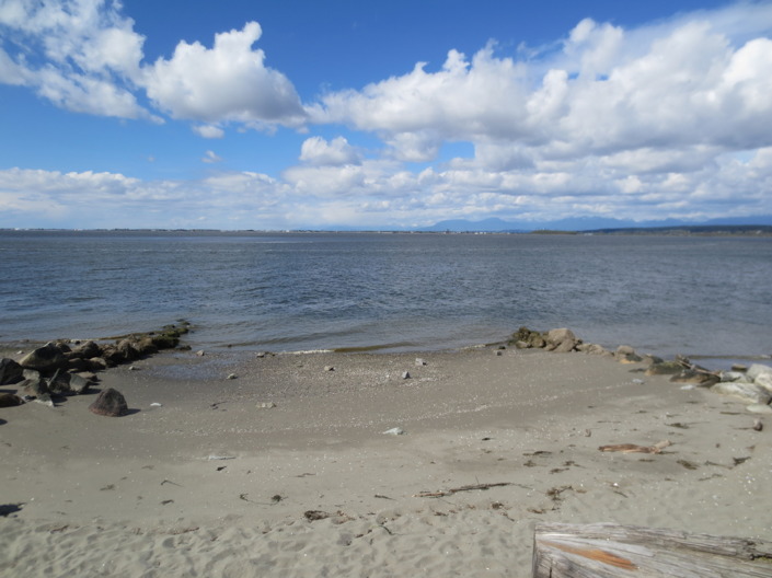 På somrarna är här fullt med badgäster, men det var lite för kyligt för det när vi beökte Crescent beach.