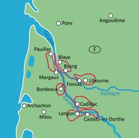 Cykel & Båt Bordeaux ca 170-287 km cykling (klicka för större bild)